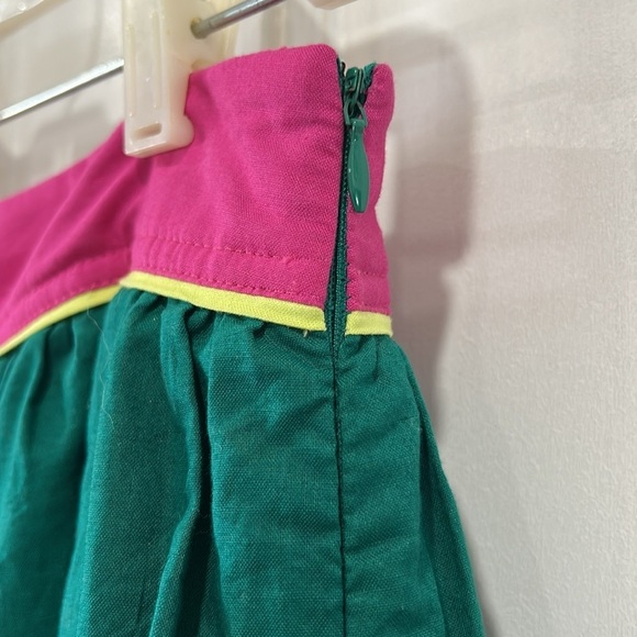 WD.NY Green Pink Embroidered Boho Floral Animal Cotton Midi Skirt - Size 6 - Picture 8 of 11